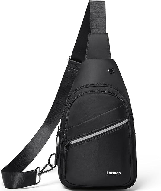 7L Sling Bag For Women Faux Leather Anti Theft Small Casual Daypack Backpack Fanny Pack Crossbody Chest Bags Purse Waterproof Black