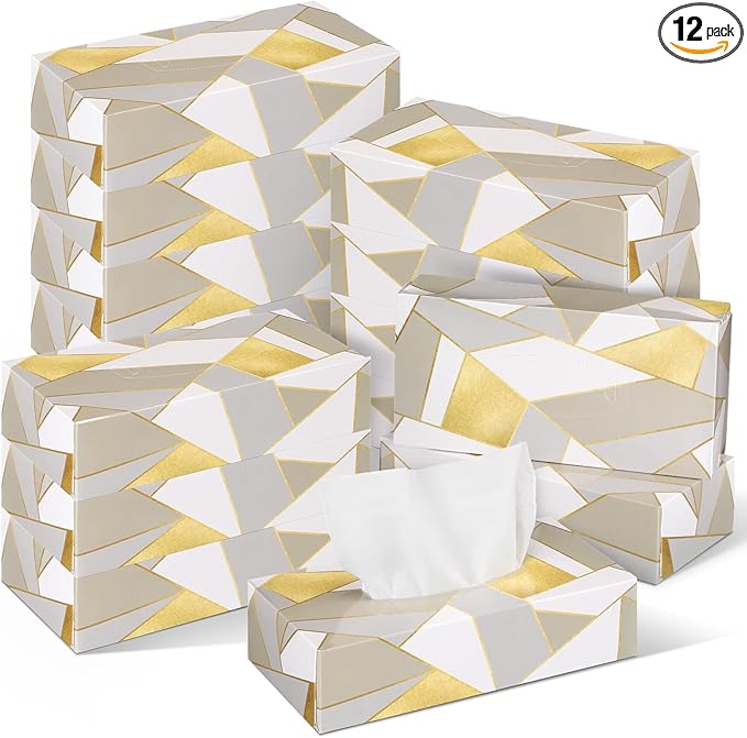 Yinder 12 Packs Facial Tissue Box 1560 Sheets Soft Facial Tissue Box for Fall Halloween Christmas 2 Ply 130 Sheets Disposable Travel Tissues Bulk for Car Household Kitchen(Modern)