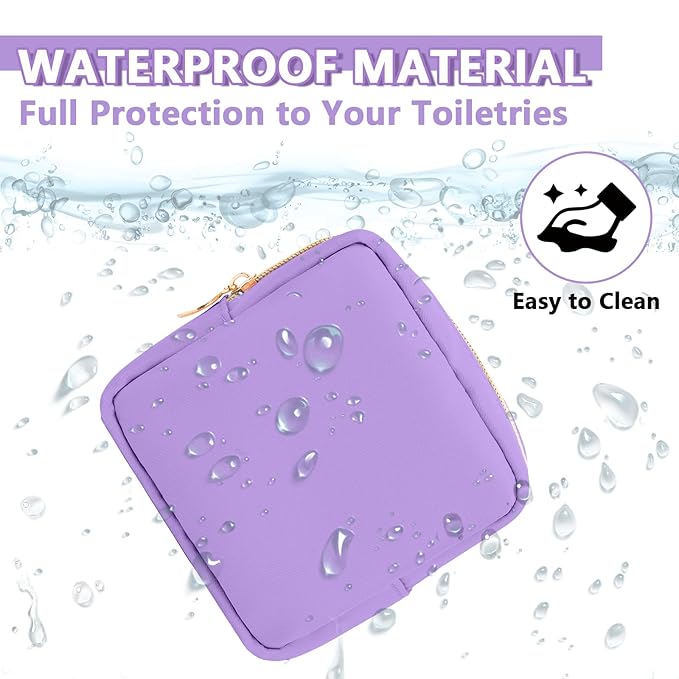 Mini Makeup Pouch for Purse, Small Cosmetic Bag Pouch Nylon Travel Toiletry Organizers for Women Girls, Cute Zipper Pouch Coin Purse Preppy Storage Bag for School Work(Mini-Grape)