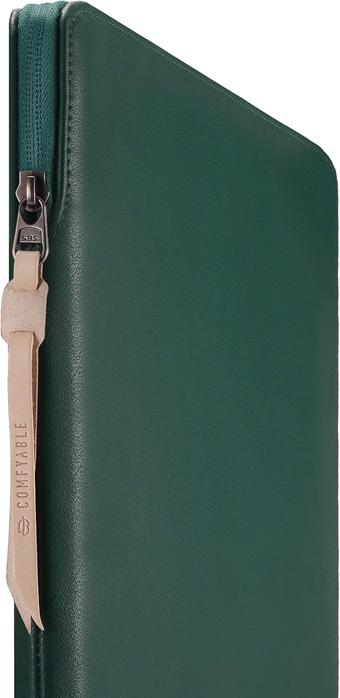Comfyable Leather Laptop Sleeve Compatible with 16 Inch MacBook Pro M4 2024 & 15 Inch MacBook Air M4 M3 M2 2025, Green
