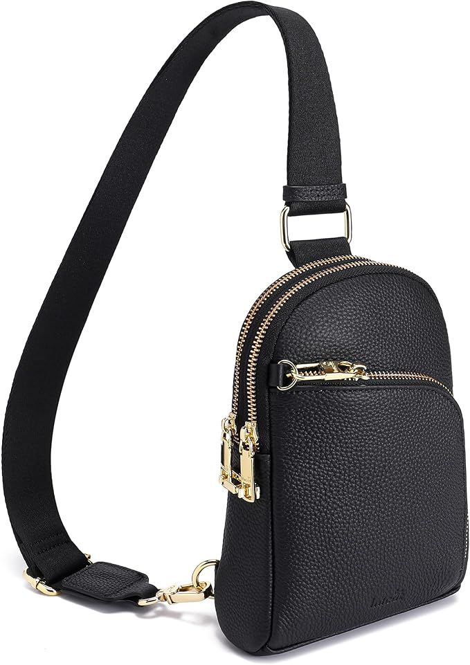 INICAT RFID Blocking Sling Bag Leather Crossbody Bags for Women Fanny Pack Cross Body for Woman Chest Bag for Travel 1.9L