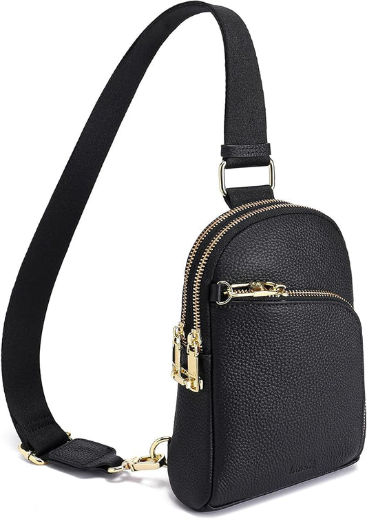 INICAT RFID Blocking Sling Bag Leather Crossbody Bags for Women Fanny Pack Cross Body for Woman Chest Bag for Travel 1.9L