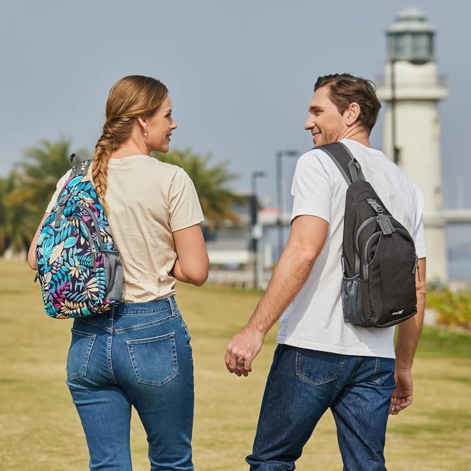 G4Free Sling Bag RFID Blocking Sling Backpack Crossbody Chest Bag Daypack for Hiking Travel(Black)