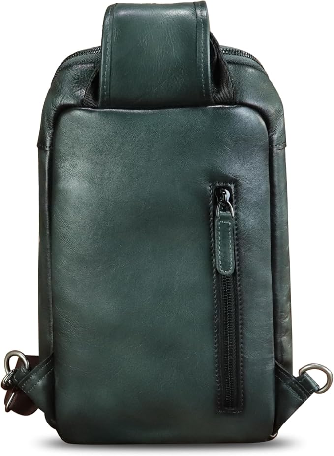 Genuine Leather Sling Bag for Men and Women Vintage Leather Sling Backpack Crossbody Bag Chest purse for 11 Inch Ipad Pro