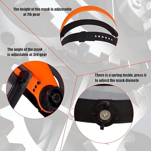 Safety Mask with Mesh Visor for Chainsaw Trimmer Pole Pruners, Protective Mask and Mesh Mask for Face Protection （Orang）