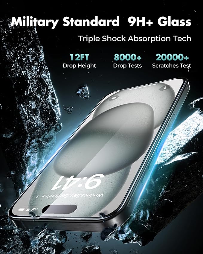 UNBREAKcable 3-Pack Screen Protector for iPhone 15 Plus Tempered Glass - [One-Pull Perfection] [Auto Dust-Elimination] [9H+ Hardness] [99.99% HD Clear] Full Coverage for iPhone 6.7 inch