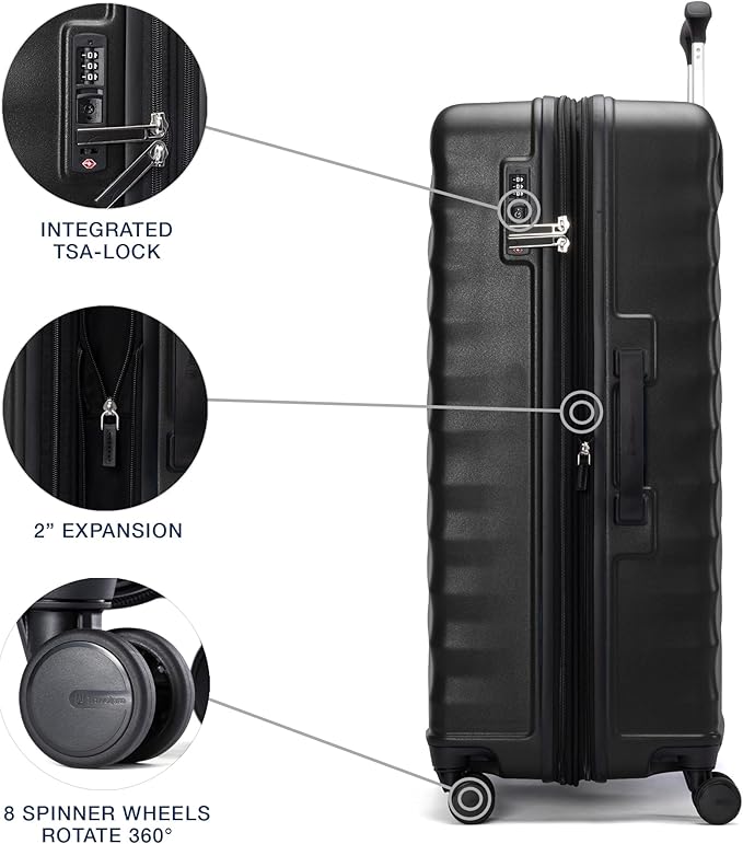 Travelpro Maxlite Air V2 Hardside Expandable Checked Luggage, 8 Spinner Wheels, Lightweight Hard Shell Suitcase, TSA lock, Black, Checked Large 28-Inch