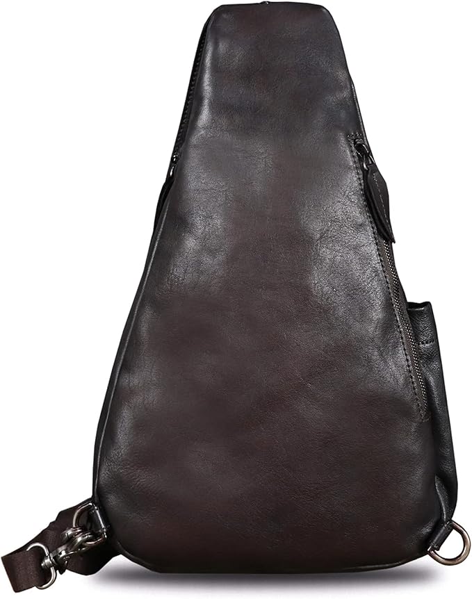 Genuine Leather Sling Bag for Men and Women - Vintage Sling Backpack Shoulder Crossbody Chest Bag for Ipad