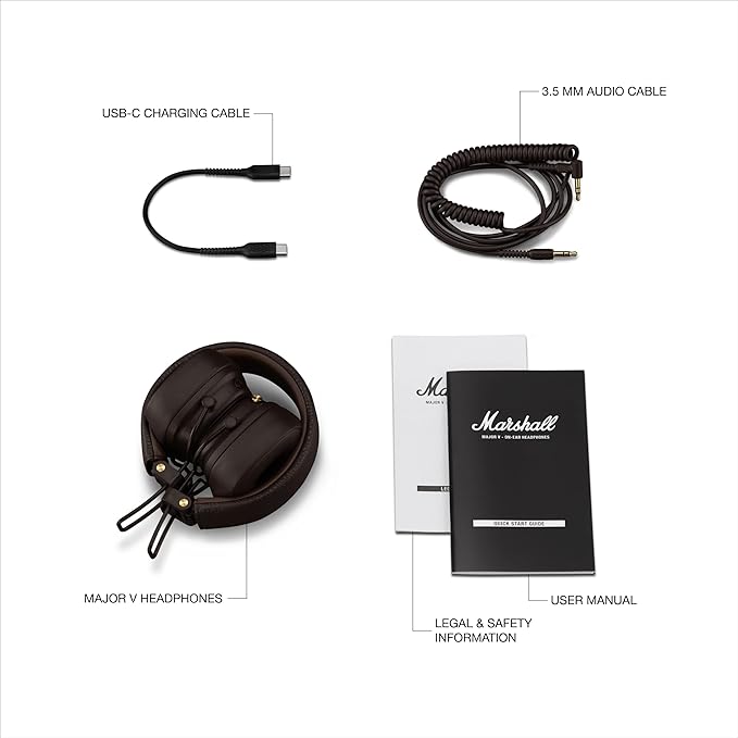 Marshall Major V On-Ear Wireless Bluetooth Headphones - Brown