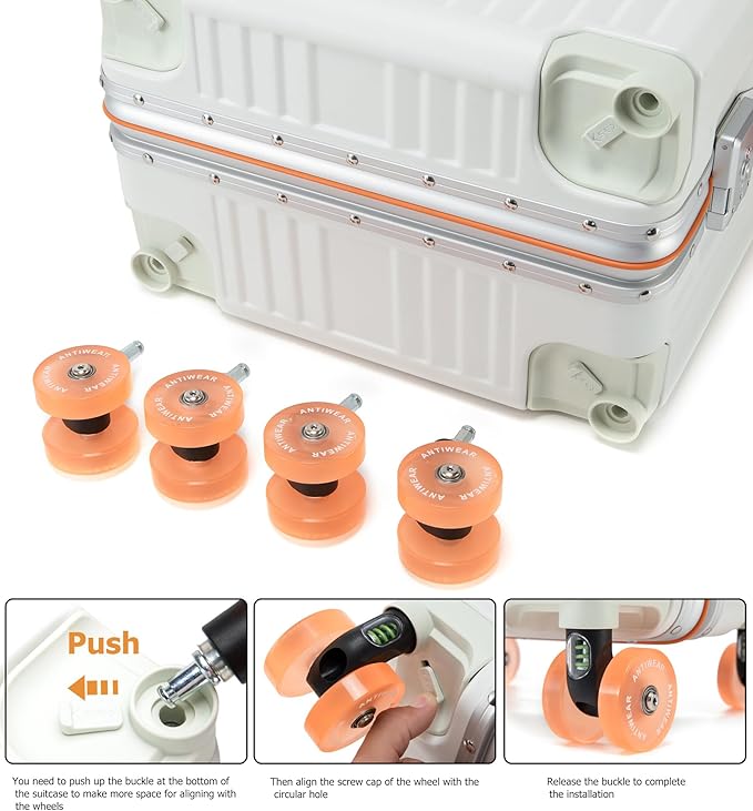 feilario 20" Aluminum Frame Wide Handle Hard Shell Carry On Suitcase - Vivid Colors Double Spinner Wheels Airline Approved Rolling Luggage with TSA Lock & Cup Holder (White, 20in)