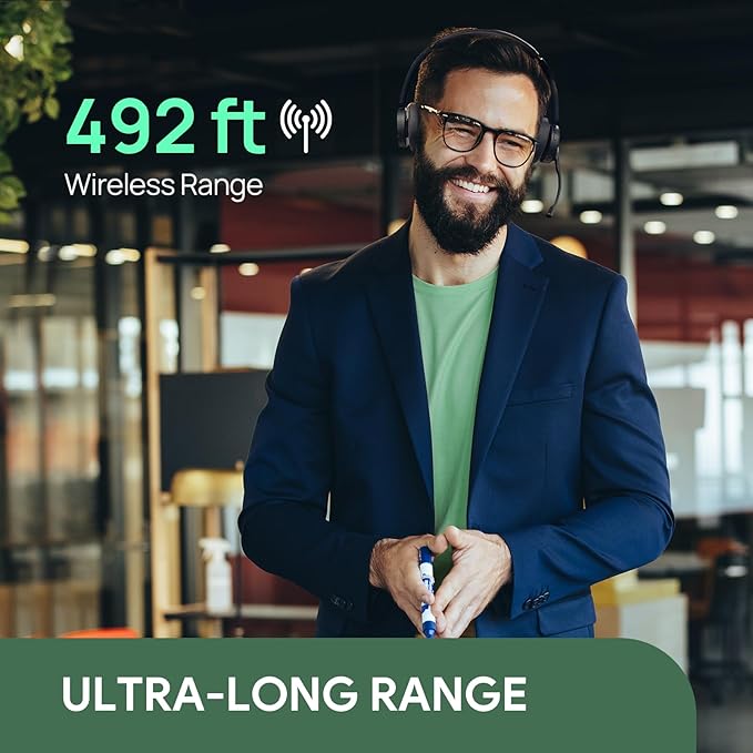 Yealink WH64 Hybrid DECT& Bluetooth Wireless Headset, 492ft Range Mono Teams Headphones with DECT Dongle, 3X Mic, 26H Talk Time, Office Work Portable Single On Ear Headsets for PC,Cellphone,Laptop