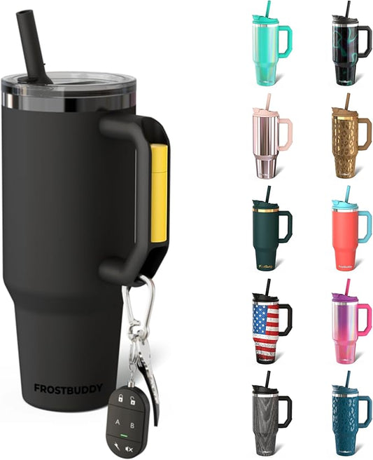 Frost Buddy Thicc Buddy - 30 oz Stainless Steel Vacuum Insulated Tumbler with Lid and Straw for Water - Travel Mug Cupholder Friendly - Gifts for Women Men Him Her (Dark Night)