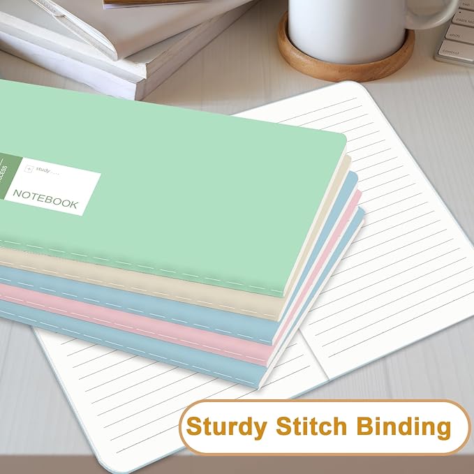 32 Pack A5 Colorful Notebooks Bulk, 8x5.5 Inches Lined Paper Travel Journaling Notebooks with 4 Colors, Composition Notebook for School Office Supplies, 38 Sheets 76 Pages