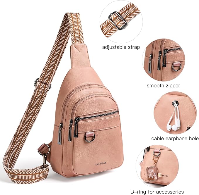 7L Sling Bag for Women Men Vegan Leather Crossbody Bags Fanny Pack Purse Backpack Over Shoulder Bag Travel Anti Theft