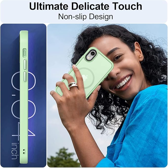 MOCCA Strong Magnetic for iPhone XR Phone Case, [Compatible with Magsafe][Mil-Grade Drop Protection] Slim Thin Translucent Matte Protective Cover Case for iPhone XR Case 6.1'', Light Green