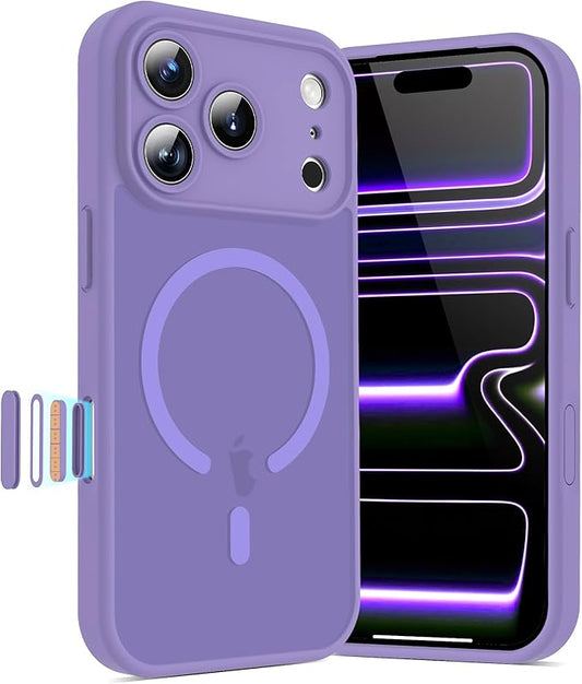 Case for iPhone 16 Pro 6.3'' Compatible with Magnetic Mag-Safe Charging [Camera Control Button] [Camera Protection] Matte Translucent Military Grade Shockproof Phone Case, Light Purple