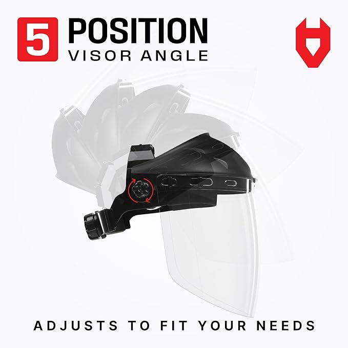 NoCry Premium Safety Face Shield for Grinding and Cutting — Clear Anti-Fog, Impact Resistant Visor and Adjustable Headgear — ANSI Z87.1 Certified for Industrial Use — Washable Sweatbands Included