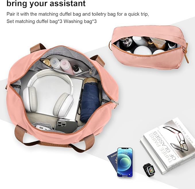 Joyway Luggage Set 3 Piece Suitcase Sets with Spinner Wheel,Hardside Expandable Travel Laggage with TSA Lock (13/20/24/28 Pink brown