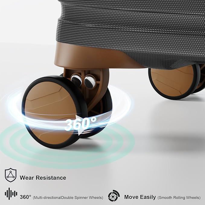 Joyway Carry On Luggage 20 Inch Expandable Suitcase with Spinner Wheel, 4 Piece Hard Shell Luggage Set with TSA Lock(Grey brown)