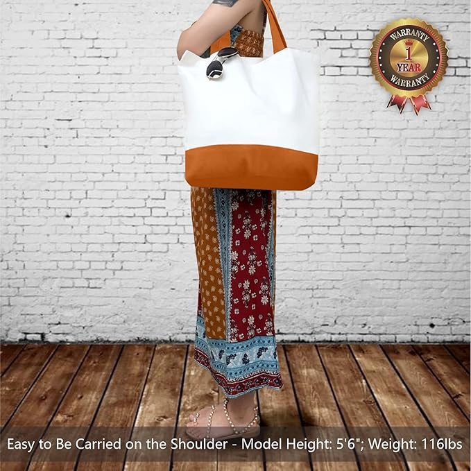 TOPDesign 3-Pack Super Strong Large 12oz Cotton Canvas Tote Bags, Reusable Grocery Shopping Cloth Bags, Fashionable Two-Tone Totes for Crafts, DIY Your Creative Designs