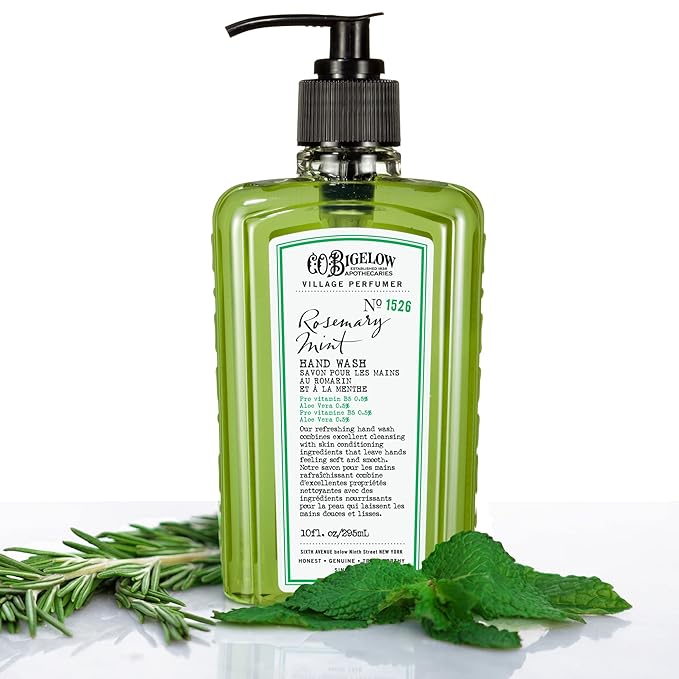 C.O. Bigelow Rosemary Mint Apothecary Duo Hand Care Gift Set, Hand Wash & Body Lotion, Liquid Soap & Moisturizing Lotion, Set of 2, 10 Fl Oz