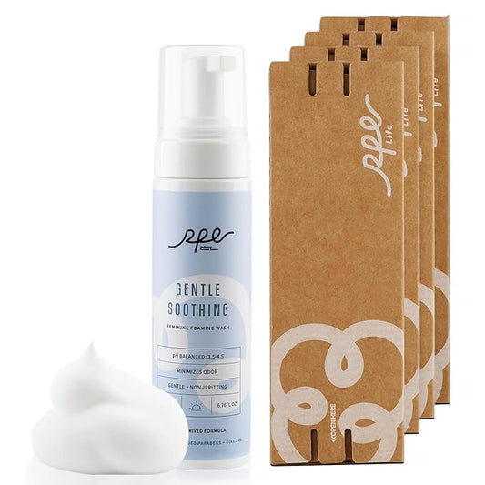 Gentle Soothing Feminine Wash for Women, Vaginal Reduces Odor Body Wash, Ph Balance Plant-Based Cleanser for Sensitive Skin - Paraben & Dioxide Free, Unscented, 6.76 Fl.Oz, Pack of 4