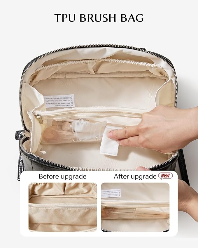 EACHY Travel Makeup Bag,Large Capacity Cosmetic Bags for Women,Waterproof Portable Pouch Open Flat Toiletry Bag Pattern Makeup Bag
