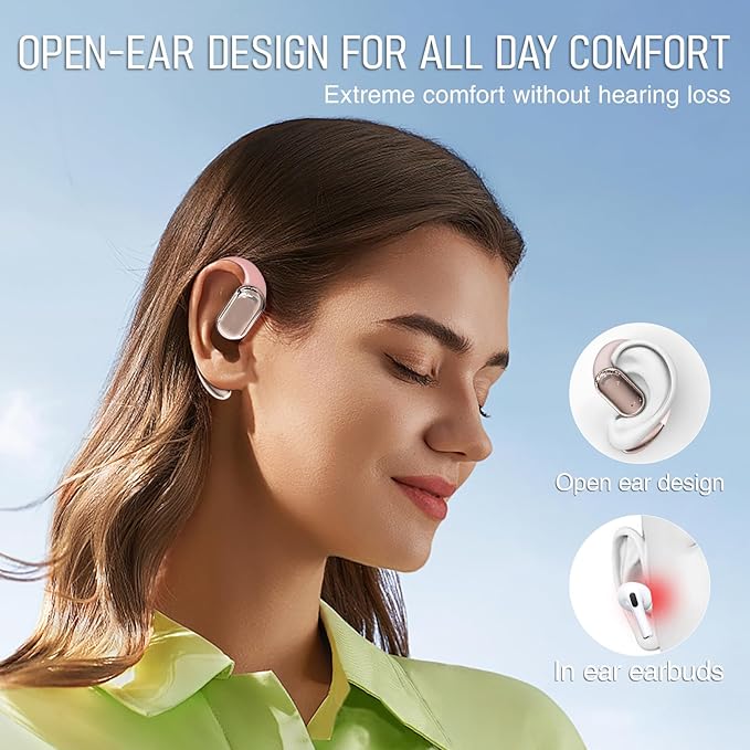 TUINYO True Wireless Ear Hooks, IPX5 Waterproof, Stable One-Step Bluetooth Connection with Long Transmission, 40hrs Longed Standby Time with 10hrs Playtime for Each, Compatible to Different Devices