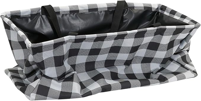 Household Essentials Large Canvas Utility Tote Bag with Handles | Collapsible Storage Basket for Laundry, Groceries, College, Beach, Car & More | Water-Resistant Lining | 11"x22"x13"