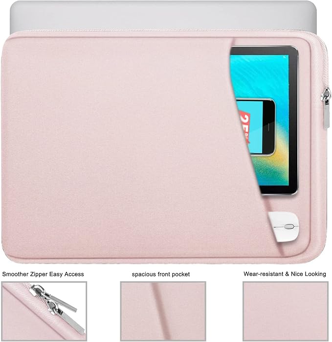 Laptop case 15.6 inch, Durable Briefcase Shockproof Protective Cover, Handbags Portable Laptop Bag for 15.6 inch HP Dell Asus Lenovo Notebook Computer Sleeve with Front Pocket, Pink