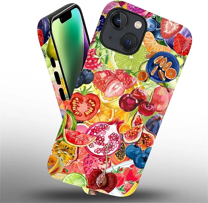 Case for iPhone 14 Plus,Summer Fruit Collage for Woman Men Full Body Protective Cover Shockproof 2 in 1 Silicone + Hard PC Case for iPhone 14 Plus