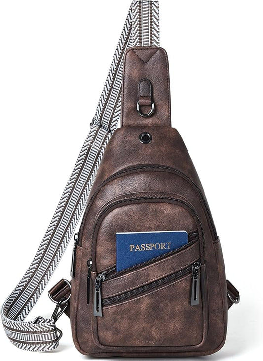 Sling Bag for Women Crossbody Purse Leather Crossbody Bag Fanny Pack Chest Pack for Travel Everyday Vacation