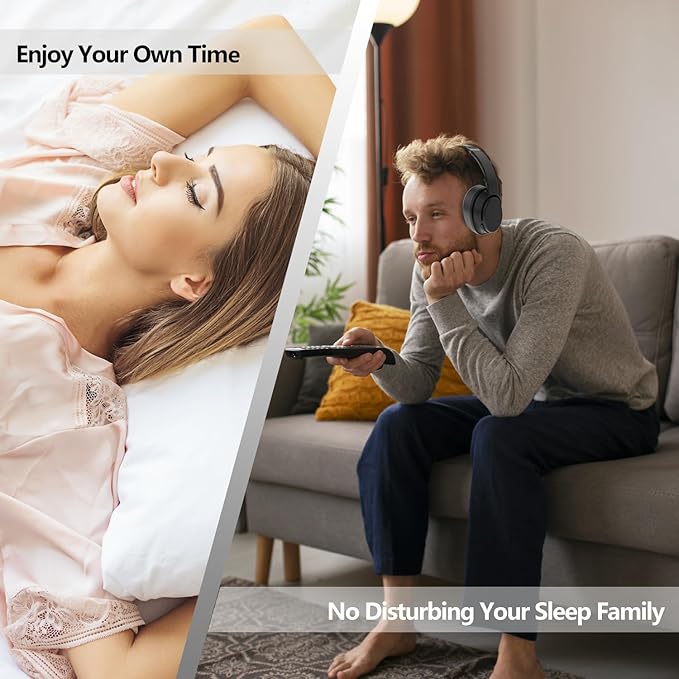 Wireless TV Headphones, TV Headphones Wireless for Seniors with Transmitter Charging Base, Bluetooth Headphones Compatible with All TVs, No Audio Delay, Plug and Play, Gift for the Elderly/Parents