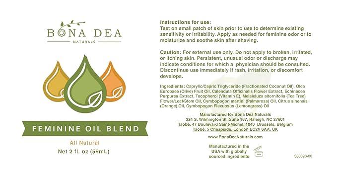 Bona Dea Naturals’ “The Original” All Natural Feminine Deodorant Spray | Intimate Yoni Oil Relief for Vaginal Itch, Odor, & Dryness | 2 oz Spray
