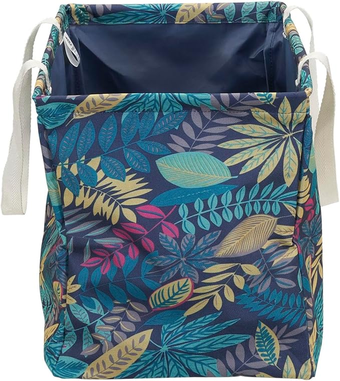 Household Essentials Large Canvas Utility Tote Bag with Handles | Collapsible Storage Basket for Laundry, Groceries, College, Beach, Car & More | Water-Resistant Lining | 11"x22"x13"