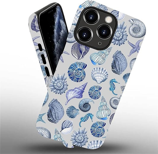 Case for iPhone 11 Pro Max,Summer Beachy Seashell for Woman Men Full Body Protective Cover Shockproof 2 in 1 Silicone + Hard PC Case for iPhone 11 Pro Max