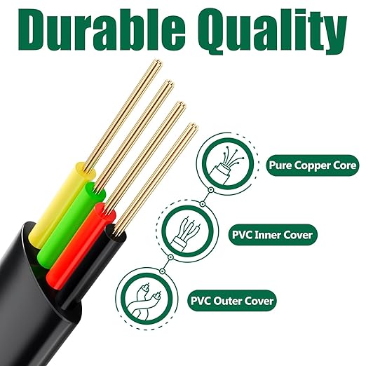 Lativu 5 Pack Phone Cord for Landline,12FT Uncoiled(1.4FT Coiled), Telephone Cord Phone Handset Cords for All Corded Landline Phones, Black