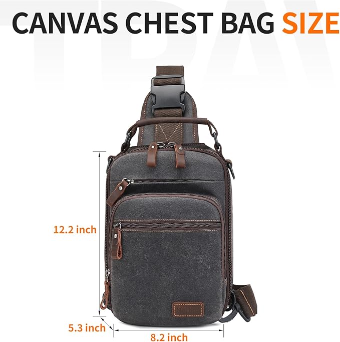 Nerlion Sling Bag for Men Waxed Canvas Crossbody Bag Chest Bag Water Resistant Shoulder Bag Casual Daypack