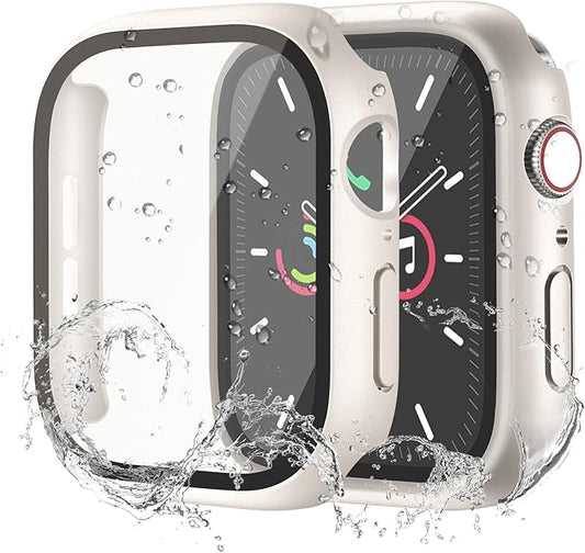 Waterproof Case for Apple Watch Series SE2 SE 6 5 4 40mm, Built-in Screen Protector with Tempered Glass [Touch Sensitive] Cover for iWatch S6/S5/S4/SE 40mm, Starlight