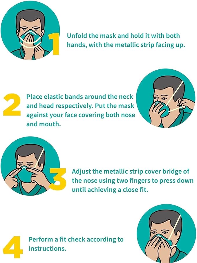 BYD CARE N95 Respirator, 20 Pack with Individual Wrap, Breathable & Comfortable Foldable Safety Mask with Head Strap for Tight Fit