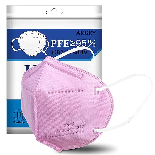 akgk KN95 Face Mask 50 PCS, Breathable Protection Masks, 5-Ply KN95 Hot Pink Masks, Cup Dust Safety Masks