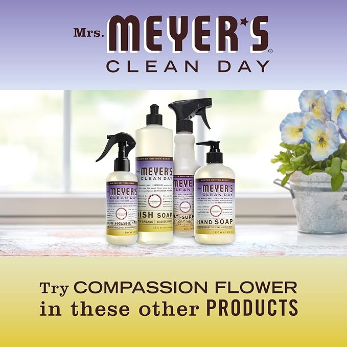 MRS. MEYER'S CLEAN DAY Room and Air Freshener Spray, Non-Aerosol Spray Bottle Infused with Essential Oils, Compassion Flower, 8 fl. oz - Pack of 3