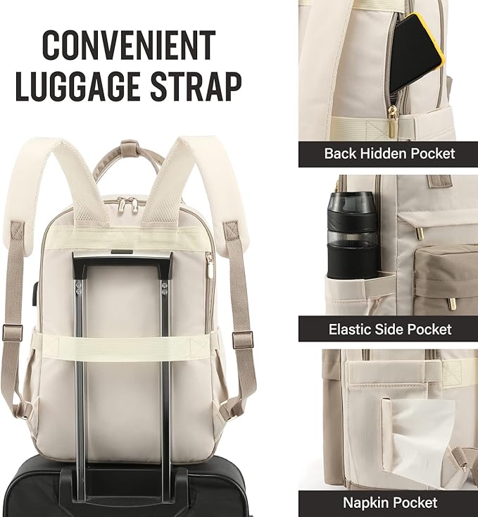 LOVEVOOK Laptop Backpack for Women 15.6 Inch Laptop Bag with USB Port, Fashion Waterproof Backpacks Teacher Nurse Stylish Travel Bags Vintage Daypacks Bookbag for College School Work