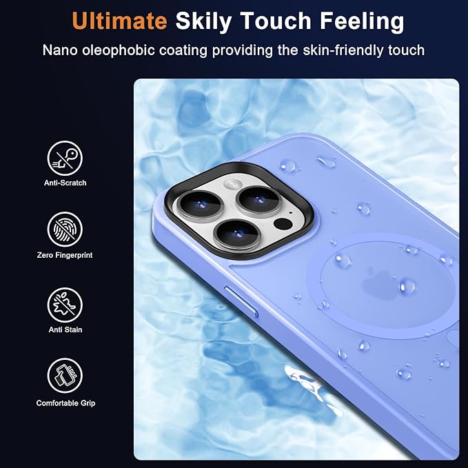 MOCCA Strong Magnetic for iPhone 14 Pro Max Case [Compatible with Magsafe] [10FT Military Grade Protective] Translucent Matte Slim Shockproof Case for iPhone 14 Pro Max 6.7" -Blue