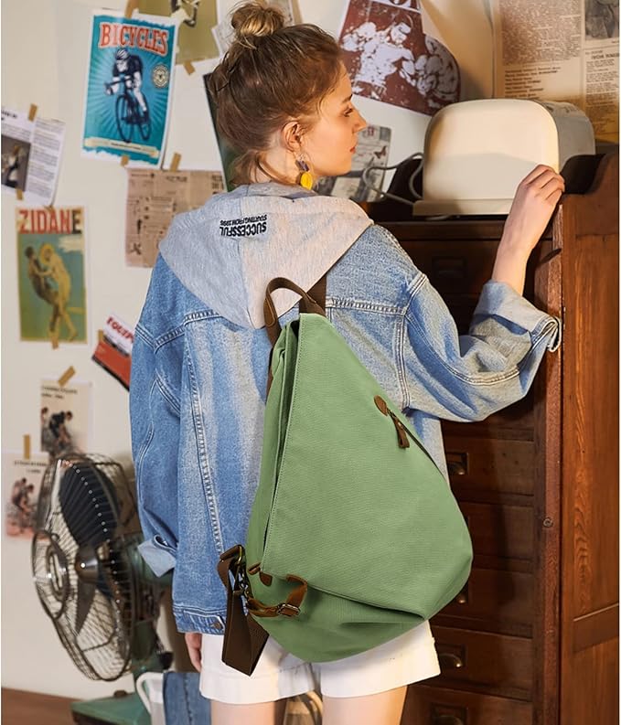 KL928 Canvas Vintage Backpack – Large Casual Daypack Outdoor Travel Rucksack Hiking Backpacks for Men Women