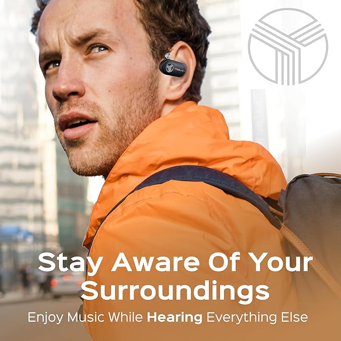 TREBLAB X-Open - True Open Ear Wireless Earbuds, Lightweight Comfort, Behind-Ear Fit, Immersive Sound, Dual Mic for Calls, 40H Playtime, Bluetooth Headphones Open Ear for Sports, Workout, Running