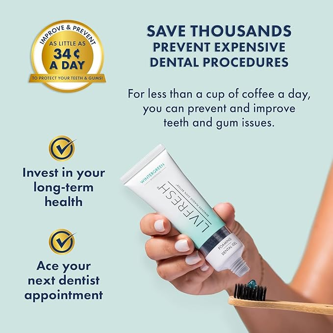 Toothpaste Gel, Clinically Proven to Remove Plaque 250% Better, Improves Gum Health 190% Better, Prevents & Reduces Tartar, Freshens Breath, SLS Free Dental Gel, Wintergreen, 3 Pack