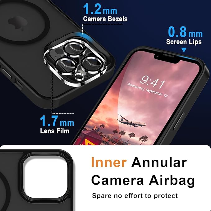 MOCCA Strong Magnetic for iPhone 12 Pro Max Case,[Compatible with Magsafe][Glass Screen Protector+Camera Lens Protector] Slim Thin Shockproof Cover Phone Case for iPhone 12 Pro Max 6.7",Titanium Black