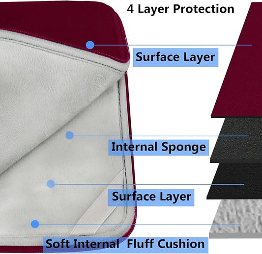 Laptop Case 15.6 Inch, Durable Shockproof Protective Cover Flip Case Briefcase Carrying Bag Compatible with 15.6" HP, ASUS, Lenovo, Acer, Notebook, Computer, Ultrabook, Chromebook, Red