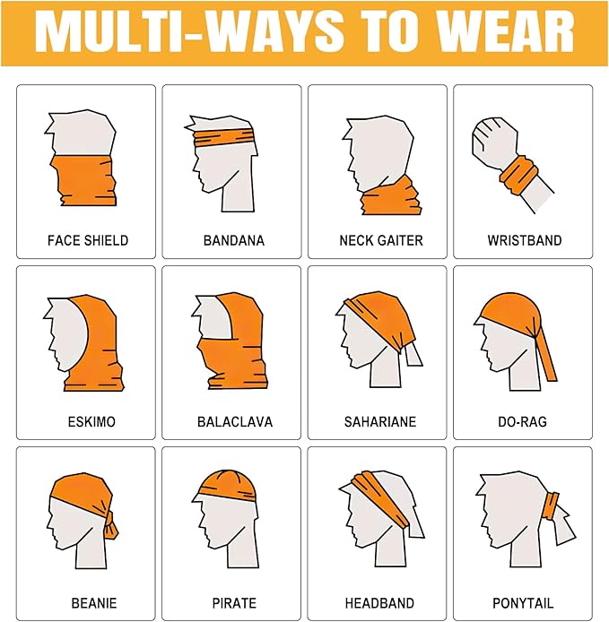 HONGTEYA 6 Pack Neck Gaiter Face Mask: Breathable Windproof Face Cover Balaclava High Elastic Earloop Bandana for Men Women